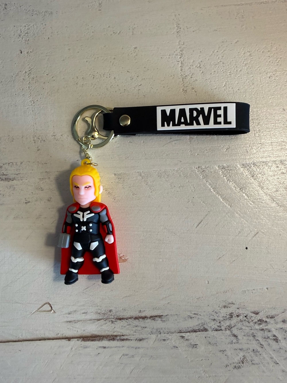Thunder Hero Keychain Figure Hammer Cape Comic Style Key Ring